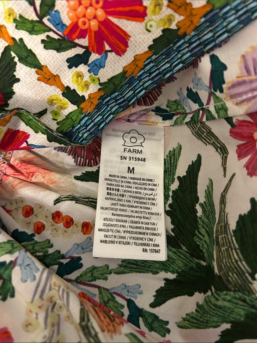 NWT FARM Rio Off-White Tropical Yard Sleeveless Mini Dress, Medium - Picture 6 of 9